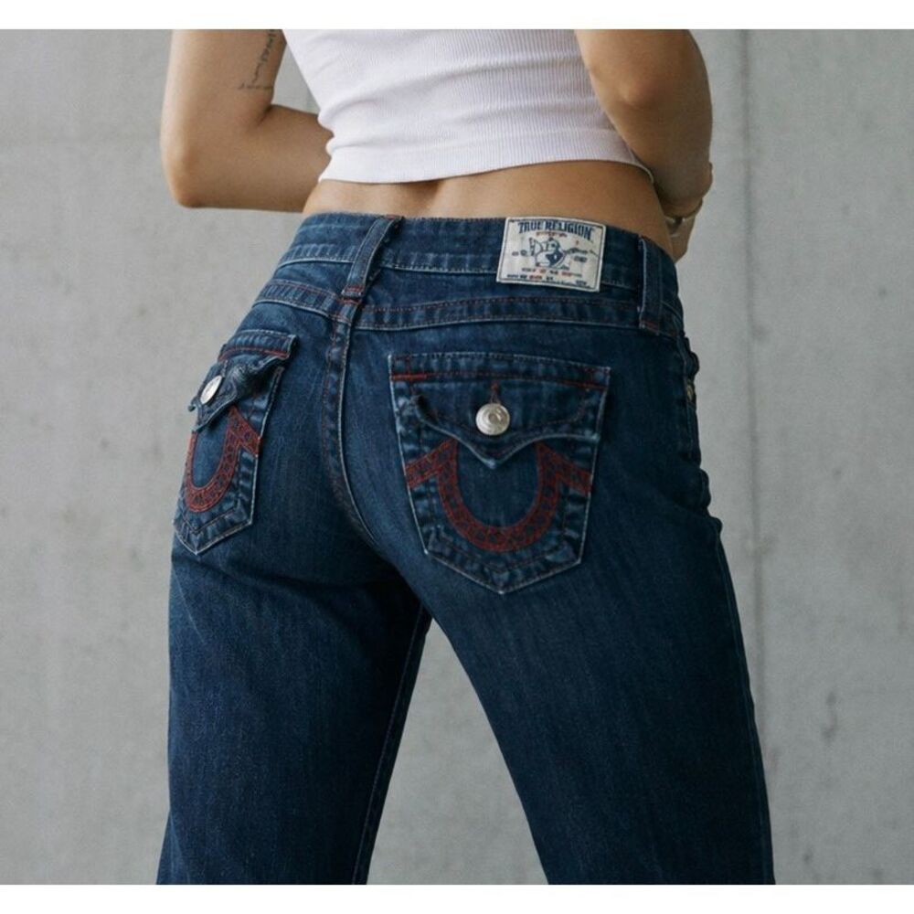True Religion Boot Cut Flap Pocket Denim Jeans Women’s 27 Stretch Made in USA
